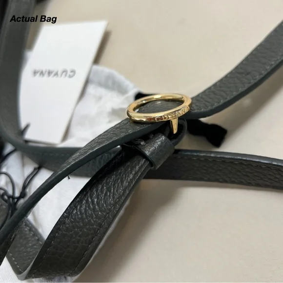 NWT: CUYANA MINI DOUBLE LOOP BAG IN DARK OLIVE PEBBLED LEATHER (O/S) - Picture 15 of 16